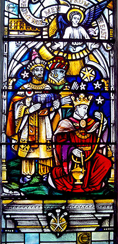 Magi, detail from east window of Lady Chapel, twentieth century, Marion Grant, Exeter Cathedral, Devon, England