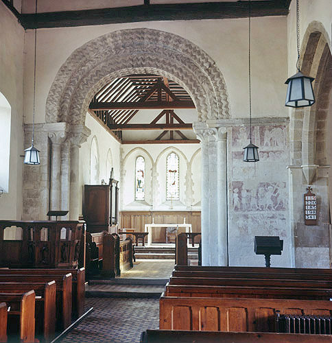 Chancel arch and wall paintings, 1100, St Michael