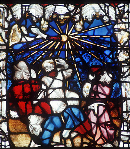 The fourth vial, Book of Revelations, 1405-1408, Great East window, York Minster, Yorkshire, England