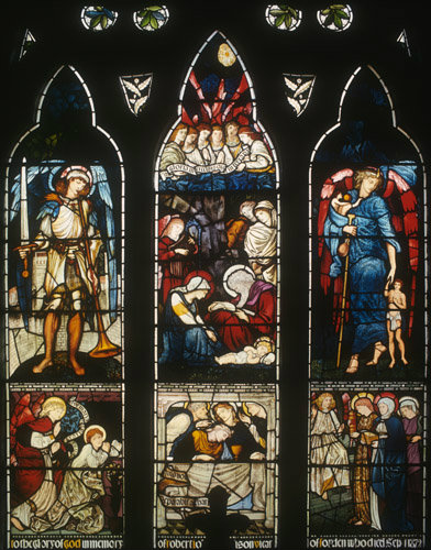 East window, designed by Edward Burne-Jones and William Morris, 1872, Church of St Michael, Forden, Wales