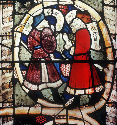 Isaac and Esrom, from fifteenth century Jesse tree window, St Margaret