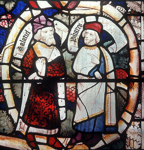 Shealtiel (Salathiel) and Perez(Phares) from Jesse tree window, St Margaret