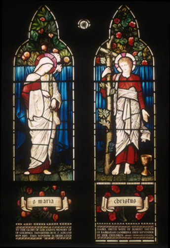 Christ and Virgin Mary, designed by Edward Burne-Jones, Church of St Michael and All Angels, Waterford, Hertfordshire, England