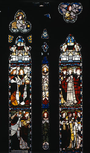 East window, detail, designed by Edward Burne-Jones, 1862, Church of St Michael and All Saints, Lyndhurst, Hampshire