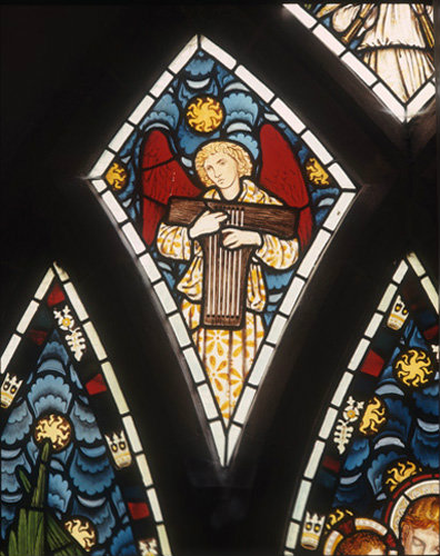 Angel with a dulcimer, William Morris, 1869, St Michael