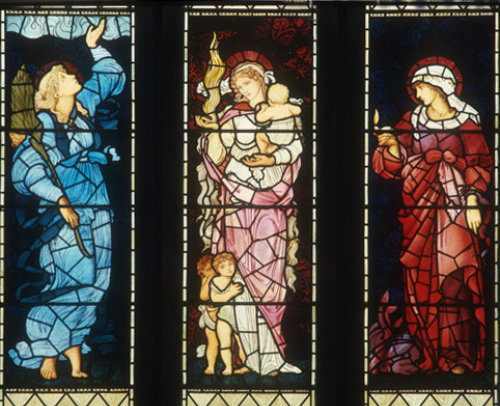 Hope, Charity and Faith, the theological virtues, by Edward Burne-Jones, 1887, St Martin