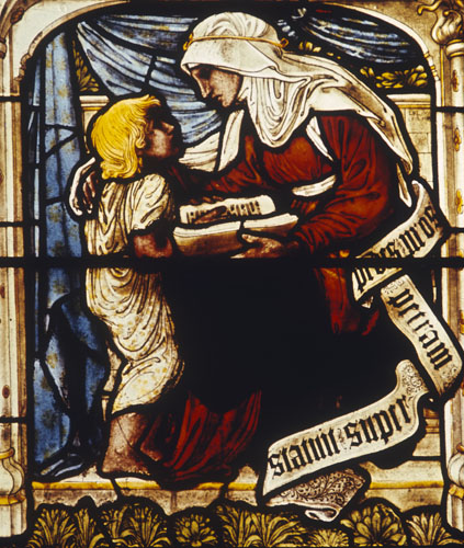 Timothy and Eunice, stained glass 1872-1873 by Edward Burne-Jones, Christ Church Cathedral, Oxford, England, Great Britain