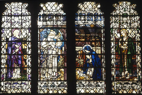 The Nativity by Christopher Whall  west window of the south west transept  Canterbury Cathedral, Canterbury, Kent, England