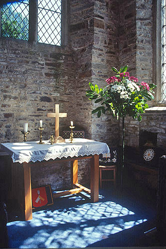Altar in Barton Chapel, Church of St Matthew, Coldridge, Devon, England