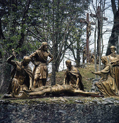 France, Lourdes, Calvary, nailing Christ to the Cross