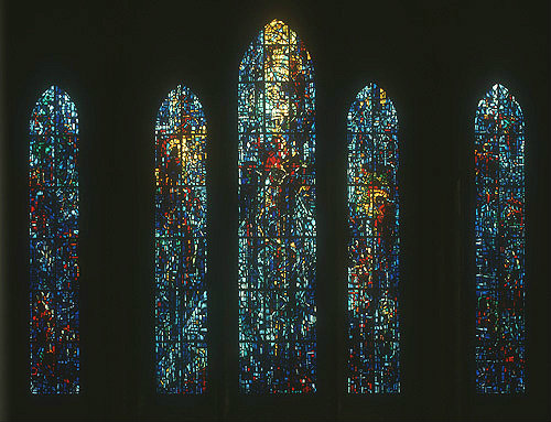 Salisbury Cathedral, Prisoners of Conscience window, 1980, Trinity Chapel, by Gabriel Loire, Salisbury, England