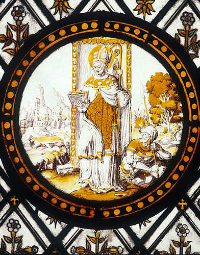 St Martin, Bishop of Tours, sixteenth century Flemish roundel, St John