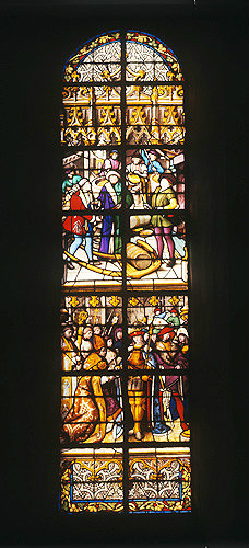 Tax on beer, above, the despot Chilperic, below, Arnold van der Spits of Nijmegen, Cathedral of Notre Dame, Tournai, Belgium