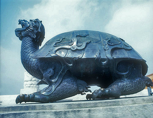 Bronze tortoise outside Hall of Supreme Harmony (Taihe dian), Imperial Palace, Beijing, China