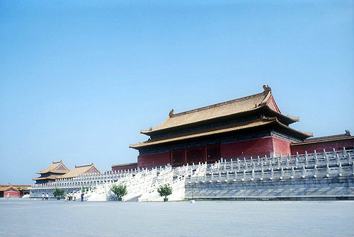 Part of Pavilion of Floating Green, view towards Ten Thousand Springs, Imperial Gardens, Imperial Palace, Beijing, China