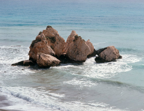 Paphos Cyprus rocks in a bay where legend says that Aphrodite rose from the waves