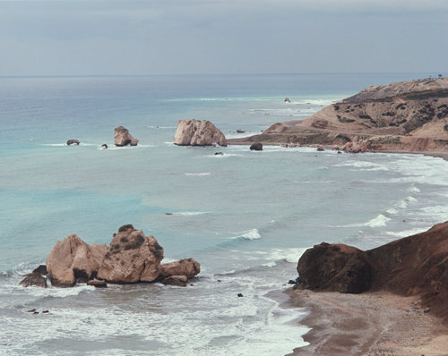 Paphos Cyprus rocks in a bay on south coast where legend says that Aphrodite rose from the waves