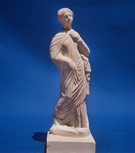Tanagra figure, fourth century BC, Greek terracotta, Nicosia Museum, Cyprus