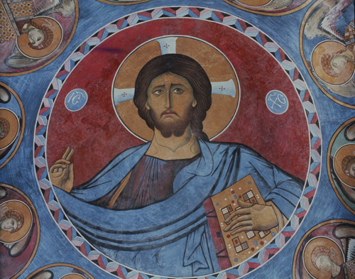 Christ Pantocrator, 12th century mural, Church of Panagia tou Arakou, Lagoudera, Cyprus