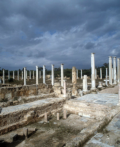 Palaestra seen from south east corner across the south annexe, second century AD, Salamis, Kibris, Northern Cyprus