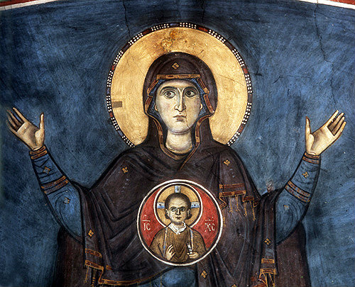 Cyprus, Trikomo, the Virgin Mary re-painted in the 15th century in the Church of Panagia Theotokos at Iskele or Trikomo