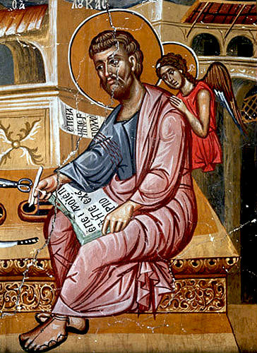 St Luke, painted by Philip Goul, 1453, Church of the Holy Cross, Platanistasa, Cyprus