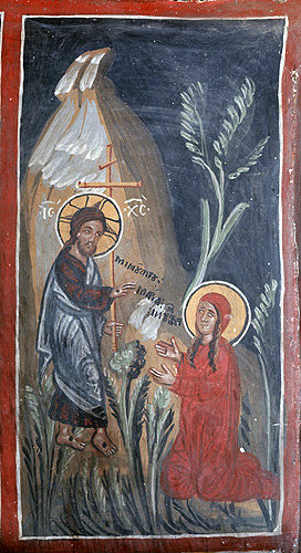 Cyprus, Galata, Church of St Sozomenos, Mary Magdalene meets Jesus in the Garden after his resurrection, 16th century