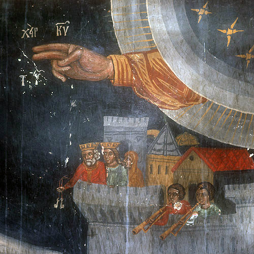 Hand of God blessing, Symeon Axenti, sixteenth century, Church of St Sozomenus, Galata, Cyprus