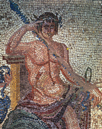 Paphos Cyprus Dionysus detail 3rd century  Roman mosaic in a Villa