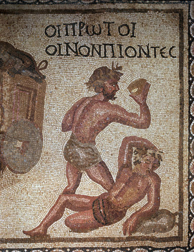 Paphos Cyprus the First Wine Drinkers 3rd century mosaic in a Roman Villa