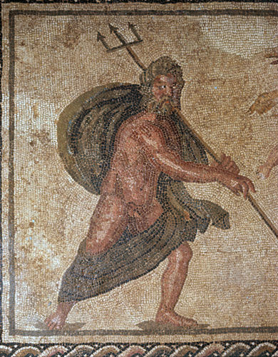 Paphos Cyprus Poseidon 3rd century  Roman mosaic in a villa