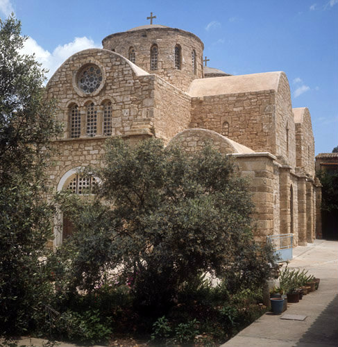 Cyprus, exterior of the Greek Orthodox Church at St Barnabas Monastery near Salamis