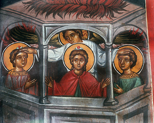 Three youths in the burning fiery furnace, fifteenth century, Church of the Holy Saviour, Paleochorio Cyprus