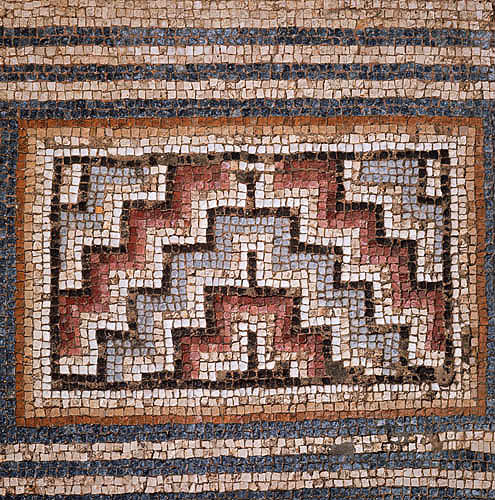 Mosaic floor, detail of pattern, Roman baths, Curium, Cyprus