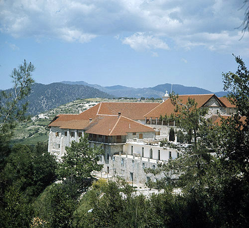Chrysoroyiatissa Monastery, dedicated to Our Lady of the Golden Pomegranate, founded 1152, present building 1770, Troodos Mountains,Cyprus