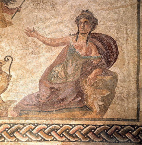 Paphos Cyprus  Roman mosaic Amymone detail