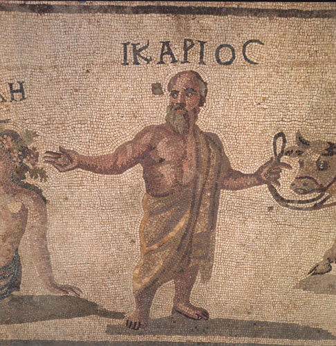 Paphos Cyprus mosaic Ikarios detail of Triumph of Dionysos