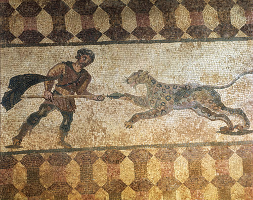 Paphos Cyprus mosaic from Roman villa of a Hunter and Leopard