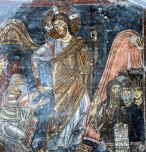 Cyprus, St Neophytos Monastery, the Resurrection, Byzantine wall painting 1183 AD
