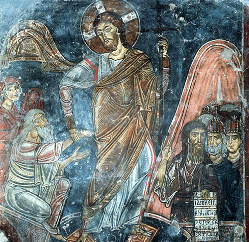 Cyprus, St Neophytos Monastery, the Anastasis, Christ, Adam and Eve, St John the Baptist and  Kings Solomon and David bottom right