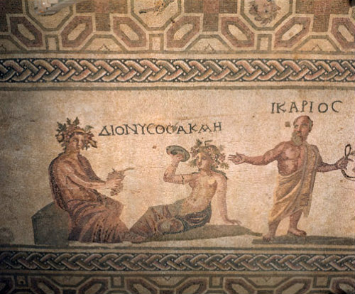 Paphos Cyprus mosaic from Roman villa Dionysos Akme and Ikarios