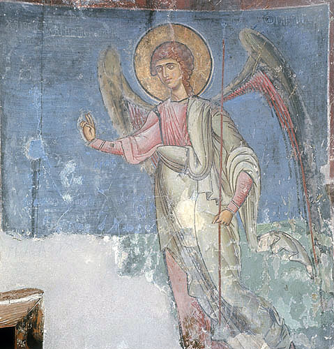 Cyprus, the Annunciation by the Archangel Gabriel,  St Neophytos Monastery  near Paphos