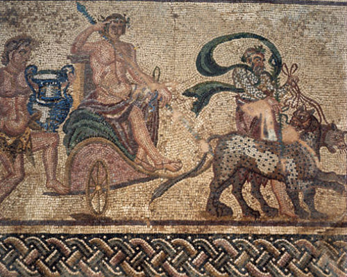 Paphos Cyprus Roman mosaic Bacchus Chariot scene 3rd century AD