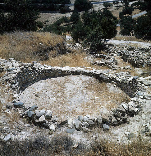 Circular ground plan of bee-hive type dwelling common to all dwellings in neolithic settlement 5800-5250 BC, Khirokitia, Cyprus