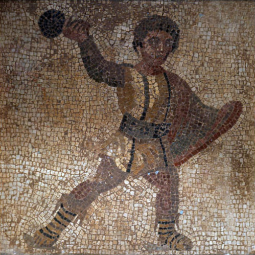 Paphos Cyprus 3rd century AD mosaic of an Athlete with a ball on the floor of a Roman Villa