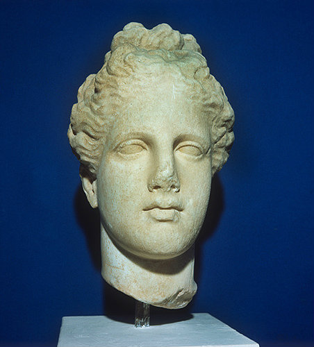 Aphrodite, Greek goddess of love, marble head, Nicosia Museum, Cyprus
