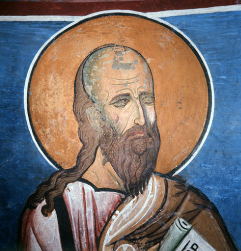 Elisha one of the 12 Prophets in the dome of the Church of Panagia Tou Arakou at Lagoudera monastery Cyprus 1192 AD