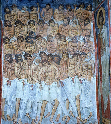 Cyprus, Asinou, the Forty Martyrs of Sebaste, a mural in the Church of Panagia Phorbiotissa 1105-6 AD