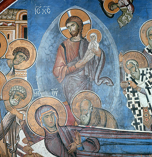 Cyprus, detail from the Dormition in the Church of Panagia Tou Arakou, Lagoudera Monastery