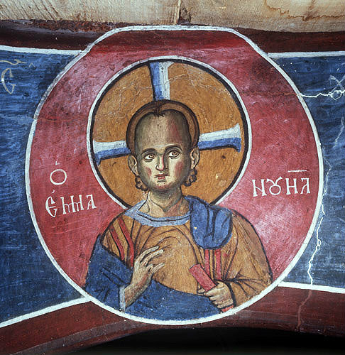 Cyprus, Lagoudera,  12th century, Christ Emmanuel, mural in the Church of Panagia Tou Arakou